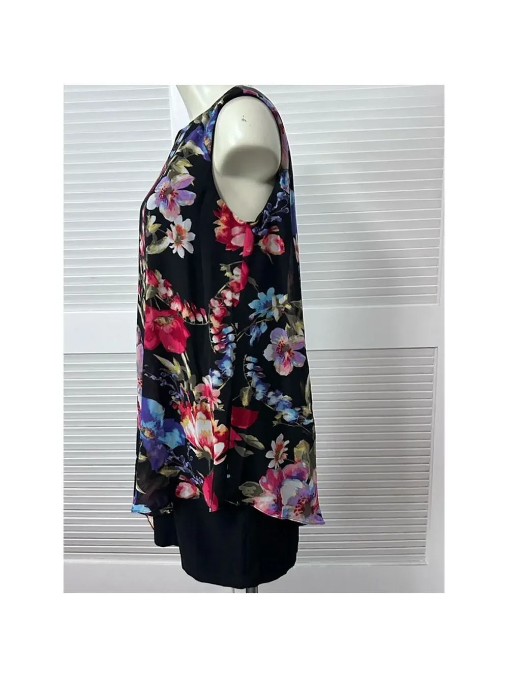 SL Fashions New York Dress Size 10 Black Floral - Picture 4 of 13